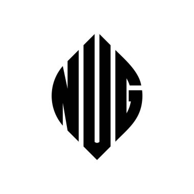 Çember ve elips şekilli NUG daire harf logosu tasarımı. Typographic tarzında NUG elips harfleri. Üç baş harf daire şeklinde bir logo oluşturuyor. NUG Çemberi Amblemi Soyut Monogram Harf İşaretleyici Vektörü.