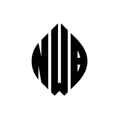 Çember ve elips şekilli NWB daire harf logosu tasarımı. Tipografik biçimli NWB elips harfleri. Üç baş harf daire şeklinde bir logo oluşturuyor. NWB Çember Amblemi Soyut Monogram Harf İşaretleyici Vektörü.