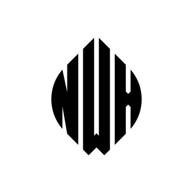 Çember ve elips şekilli NWX daire harf logosu tasarımı. Tipografik biçimli NWX elips harfleri. Üç baş harf daire şeklinde bir logo oluşturuyor. NWX Çember Amblemi Soyut Monogram Harf İşaretleyici Vektörü.