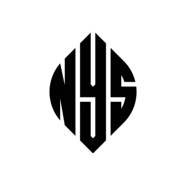Çember ve elips şekilli NYS daire şeklinde harf logosu tasarımı. Tipografik tarzda NYS elips harfleri. Üç baş harf daire şeklinde bir logo oluşturuyor. NYS Çemberi Amblemi Soyut Monogram Harf İşaretleme Vektörü.