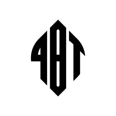 Çember ve elips şekilli QBT daire harf logosu tasarımı. Baskı biçimli QBT elips harfleri. Üç baş harf daire şeklinde bir logo oluşturuyor. QBT Çember Amblemi Soyut Monogram Harf İşaretleyici Vektörü.