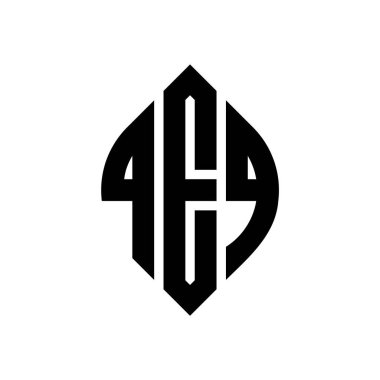 Çember ve elips şekilli QEQ daire harf logosu tasarımı. QEQ elips harfleri tipografik tarzda. Üç baş harf daire şeklinde bir logo oluşturuyor. QEQ Çember Amblemi Soyut Monogram Harf İşaretleyici Vektörü.