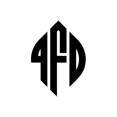 Çember ve elips şekilli QFD daire harf logosu tasarımı. QFD elips harfleri tipografik tarzda. Üç baş harf daire şeklinde bir logo oluşturuyor. QFD Çember Amblemi Soyut Monogram Harf İşaretleyici Vektörü.