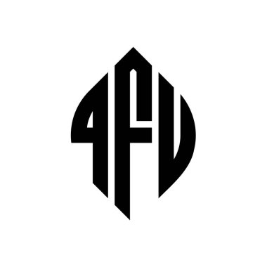 Çember ve elips şekilli QFU daire harf logosu tasarımı. QFU elips harfleri tipografik tarzda. Üç baş harf daire şeklinde bir logo oluşturuyor. QFU Çember Amblemi Soyut Monogram Harf İşaretleyici Vektörü.