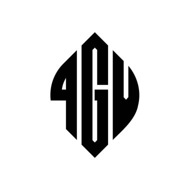 Çember ve elips şekilli QGV daire harf logosu tasarımı. QGV elips harfleri tipografik tarzda. Üç baş harf daire şeklinde bir logo oluşturuyor. QGV Çember Amblemi Soyut Monogram Harf İşaretleyici Vektörü.
