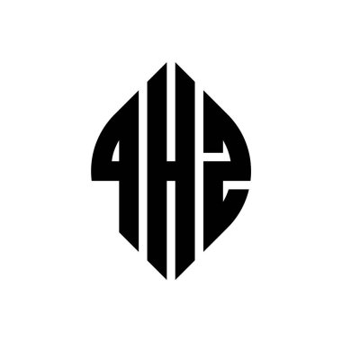 Çember ve elips şekilli QHZ daire harf logosu tasarımı. QHZ elips harfleri tipografik tarzda. Üç baş harf daire şeklinde bir logo oluşturuyor. QHZ Çember Amblemi Soyut Monogram Harf İşaretleyici Vektörü.