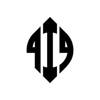 Çember ve elips şekilli QIQ daire harf logosu tasarımı. QIQ elips harfleri tipografik tarzda. Üç baş harf daire şeklinde bir logo oluşturuyor. QIQ Çember Amblemi Soyut Monogram Harf İşaretleyici Vektörü.