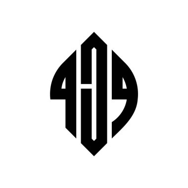 Çember ve elips şekilli QJQ daire harf logosu tasarımı. Typographic tarzında QJQ elips harfleri. Üç baş harf daire şeklinde bir logo oluşturuyor. QJQ Çember Amblemi Soyut Monogram Harf İşaretleyici Vektörü.