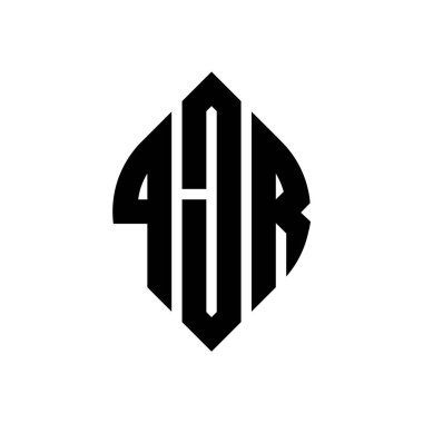 Çember ve elips şekilli QJR daire harf logosu tasarımı. QJR elips harfleri tipografik tarzda. Üç baş harf daire şeklinde bir logo oluşturuyor. QJR Çember Amblemi Soyut Monogram Harf İşaretleyici Vektörü.