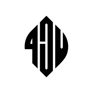 Çember ve elips şekilli QJV daire harf logosu tasarımı. Tipografik biçimli QJV elips harfleri. Üç baş harf daire şeklinde bir logo oluşturuyor. QJV Çember Amblemi Soyut Monogram Harf İşaretleyici Vektörü.
