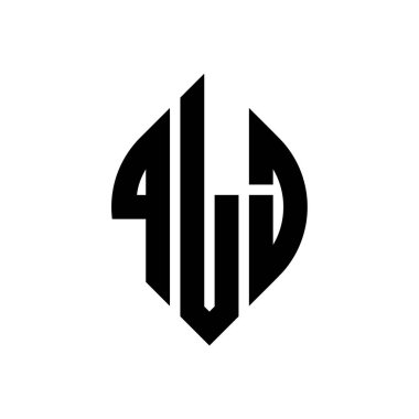 Çember ve elips şekilli QLJ daire harf logosu tasarımı. QLJ elips harfleri tipografik tarzda. Üç baş harf daire şeklinde bir logo oluşturuyor. QLJ Çember Amblemi Soyut Monogram Harf İşaretleyici Vektörü.