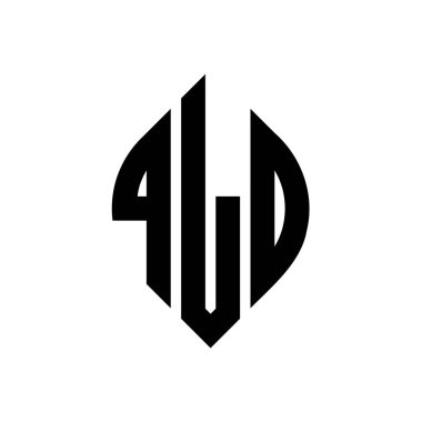 Daire ve elips şekilli eski daire harf logosu tasarımı. Tipografik biçimli QLD elips harfleri. Üç baş harf daire şeklinde bir logo oluşturuyor. QLD Çember Amblemi Soyut Monogram Harf İşaretleyici Vektörü.