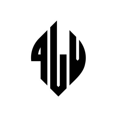 Çember ve elips şekilli QLV daire harf logosu tasarımı. Tipografik biçimli QLV elips harfleri. Üç baş harf daire şeklinde bir logo oluşturuyor. QLV Çember Amblemi Soyut Monogram Harf İşaretleyici Vektörü.