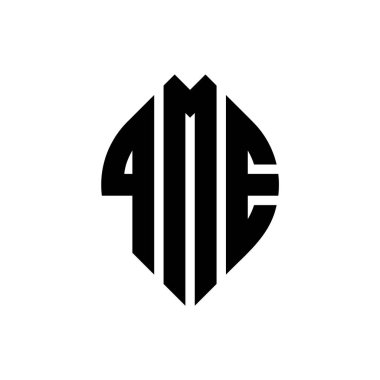 Çember ve elips şekilli QME daire harf logosu tasarımı. QME elips harfleri tipografik tarzda. Üç baş harf daire şeklinde bir logo oluşturuyor. QME Çemberi Amblemi Soyut Monogram Harf İşaretleyici Vektörü.