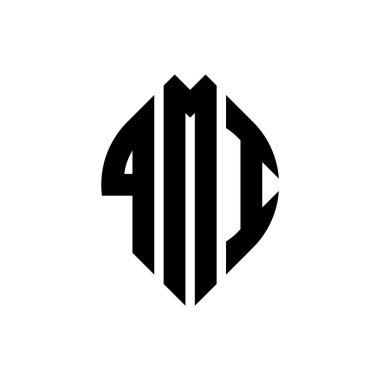 Çember ve elips şekilli QMI daire harf logosu tasarımı. QMI elips harfleri tipografik tarzda. Üç baş harf daire şeklinde bir logo oluşturuyor. QMI Çember Amblemi Soyut Monogram Harf İşaretleyici Vektörü.