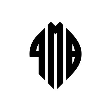 Çember ve elips şekilli QMB daire harf logosu tasarımı. QMB elips harfleri tipografik tarzda. Üç baş harf daire şeklinde bir logo oluşturuyor. QMB Çember Amblemi Soyut Monogram Harf İşaretleyici Vektörü.
