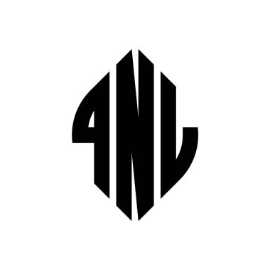 Çember ve elips şekilli QNL daire harf logosu tasarımı. Tipografik biçimli QNL elips harfleri. Üç baş harf daire şeklinde bir logo oluşturuyor. QNL Çember Amblemi Soyut Monogram Harf İşaretleyici Vektörü.