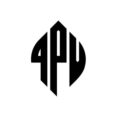 Çember ve elips şekilli QPV daire harf logosu tasarımı. Tipografik biçimli QPV elips harfleri. Üç baş harf daire şeklinde bir logo oluşturuyor. QPV Çember Amblemi Soyut Monogram Harf İşaretleyici Vektörü.