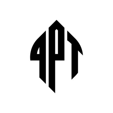 Çember ve elips şekilli QPT daire harf logosu tasarımı. Tipografik biçimli QPT elips harfleri. Üç baş harf daire şeklinde bir logo oluşturuyor. QPT Çember Amblemi Soyut Monogram Harf İşaretleyici Vektörü.