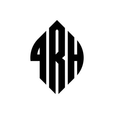 Çember ve elips şekilli QRH daire harf logosu tasarımı. Tipografik biçimli QRH elips harfleri. Üç baş harf daire şeklinde bir logo oluşturuyor. QRH Çember Amblemi Soyut Monogram Harf İşaretleyici Vektörü.