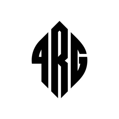 Çember ve elips şekilli QRG daire harf logosu tasarımı. Typographic tarzında QRG elips harfleri. Üç baş harf daire şeklinde bir logo oluşturuyor. QRG Çember Amblemi Soyut Monogram Harf İşaretleyici Vektörü.
