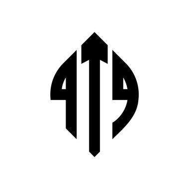 Çember ve elips şekilli QTQ daire harf logosu tasarımı. Tipografik biçimli QTQ elips harfleri. Üç baş harf daire şeklinde bir logo oluşturuyor. QTQ Çember Amblemi Soyut Monogram Harf İşaretleyici Vektörü.