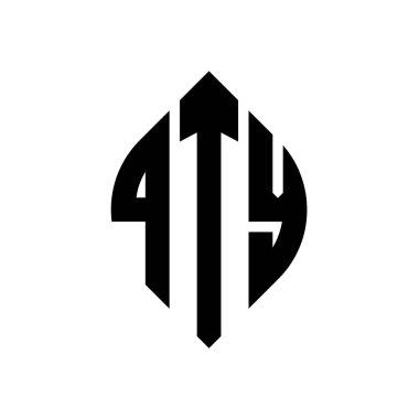 Çember ve elips şekilli QTY daire harf logosu tasarımı. Typographic tarzında QTY elips harfleri. Üç baş harf daire şeklinde bir logo oluşturuyor. QTY Çember Amblemi Soyut Monogram Harf İşaretleme Vektörü.