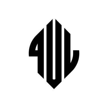 Çember ve elips şekilli QUL daire harf logosu tasarımı. Typographic tarzında QUL elips harfleri. Üç baş harf daire şeklinde bir logo oluşturuyor. QUL Çember Amblemi Soyut Monogram Harf İşaretleme Vektörü.