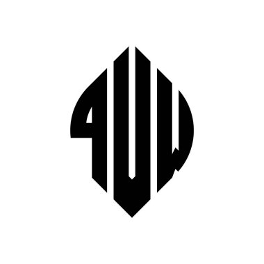 Çember ve elips şekilli QVW daire harf logosu tasarımı. Tipografik tarzda QVW elips harfleri. Üç baş harf daire şeklinde bir logo oluşturuyor. QVW Çember Amblemi Soyut Monogram Harf İşaretleyici Vektörü.