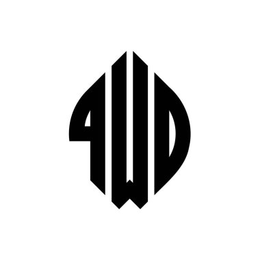 Çember ve elips şekilli QWO daire harf logosu tasarımı. Typographic tarzında QWO elips harfleri. Üç baş harf daire şeklinde bir logo oluşturuyor. QWO Çember Amblemi Soyut Monogram Harf İşaretleyici Vektörü.