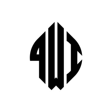 Çember ve elips şekilli QWI daire harf logosu tasarımı. QWI elips harfleri tipografik tarzda. Üç baş harf daire şeklinde bir logo oluşturuyor. QWI Çember Amblemi Soyut Monogram Harf İşaretleyici Vektörü.