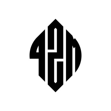 Çember ve elips şekilli QZM daire harf logosu tasarımı. QZM elips harfleri tipografik tarzda. Üç baş harf daire şeklinde bir logo oluşturuyor. QZM Çember Amblemi Soyut Monogram Harf İşaretleyici Vektörü.