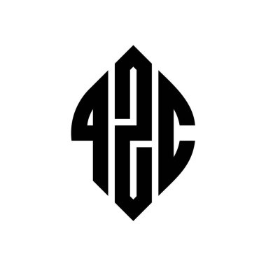 Çember ve elips şekilli QZC daire harf logosu tasarımı. QZC elips harfleri tipografik tarzda. Üç baş harf daire şeklinde bir logo oluşturuyor. QZC Çember Amblemi Soyut Monogram Harf İşaretleyici Vektörü.