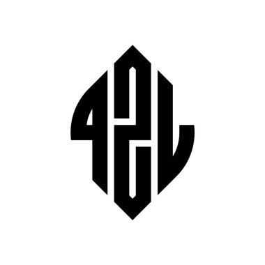 Çember ve elips şekilli QZL daire harf logosu tasarımı. Tipografik biçimli QZL elips harfleri. Üç baş harf daire şeklinde bir logo oluşturuyor. QZL Çember Amblemi Soyut Monogram Harf İşaretleyici Vektörü.
