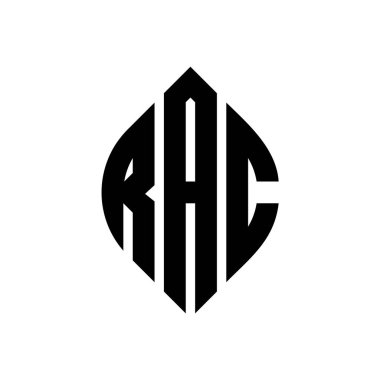Çember ve elips şekilli RAC daire harf logosu tasarımı. Typographic tarzında RAC elips harfleri. Üç baş harf daire şeklinde bir logo oluşturuyor. RAC Çember Amblemi Soyut Monogram Harf İşaretleme Vektörü.