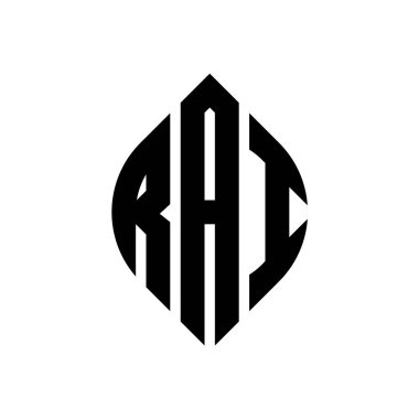 Daire şeklinde ve elips şeklinde RAI daire şeklinde harf logosu tasarımı. Typographic tarzında elips harfler. Üç baş harf daire şeklinde bir logo oluşturuyor. RAI Çember Amblemi Soyut Monogram Harf İşaretleme Vektörü.