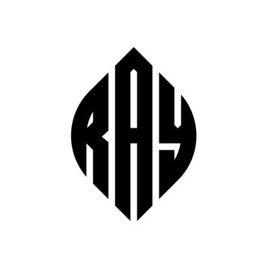 Çember ve elips şekilli RAY daire harf logosu tasarımı. Typographic tarzında elips harfler. Üç baş harf daire şeklinde bir logo oluşturuyor. RAY Çember Amblemi Soyut Monogram Harf İşaretleme Vektörü.