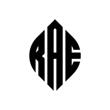 Çember ve elips şekilli RAE daire harf logosu tasarımı. Typographic tarzında elips harfler. Üç baş harf daire şeklinde bir logo oluşturuyor. RAE Çember Amblemi Soyut Monogram Harf İşaretleme Vektörü.