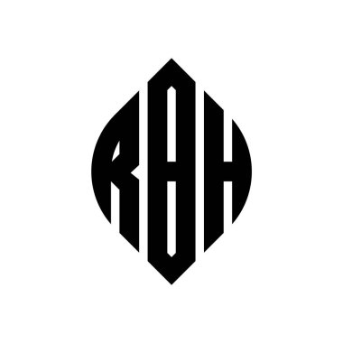 Çember ve elips şekilli RBH daire harf logosu tasarımı. Typographic tarzında RBH elips harfleri. Üç baş harf daire şeklinde bir logo oluşturuyor. RBH Çemberi Amblemi Soyut Monogram Harf İşaretleme Vektörü.