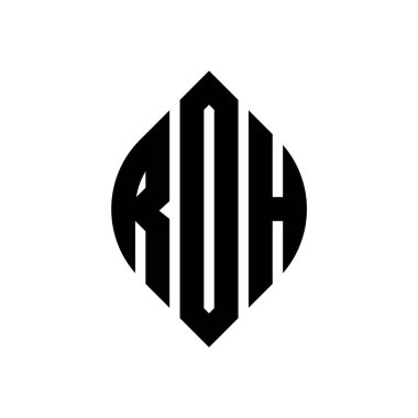 Çember ve elips şekilli RDH daire harf logosu tasarımı. Typographic tarzında RDH elips harfleri. Üç baş harf daire şeklinde bir logo oluşturuyor. RDH Çember Amblemi Soyut Monogram Harf İşaretleyici Vektörü.