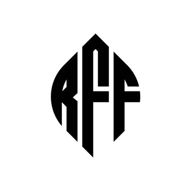 Çember ve elips şekilli RFF daire harf logosu tasarımı. Typographic tarzında RFF elips harfleri. Üç baş harf daire şeklinde bir logo oluşturuyor. RFF Çember Amblemi Soyut Monogram Harf İşaretleme Vektörü.