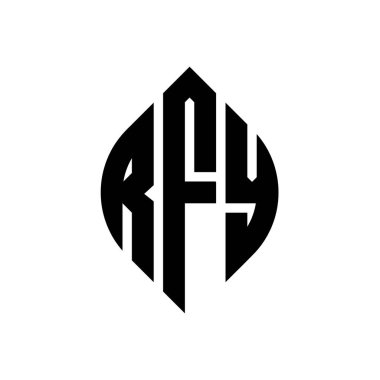Çember ve elips şekilli RFY daire harf logosu tasarımı. Typographic tarzında RFY elips harfleri. Üç baş harf daire şeklinde bir logo oluşturuyor. RFY Çember Amblemi Soyut Monogram Harf İşaretleyici Vektörü.