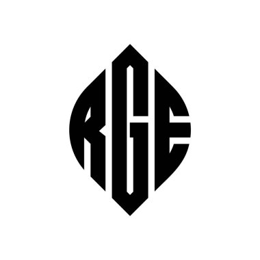 Çember ve elips şekilli RGE daire harf logosu tasarımı. Typographic tarzında RGE elips harfleri. Üç baş harf daire şeklinde bir logo oluşturuyor. RGE Çemberi Amblemi Soyut Monogram Harf İşaretleme Vektörü.