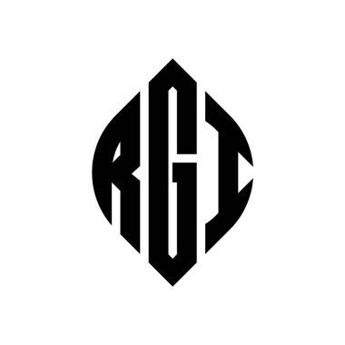 Çember ve elips şekilli RGI daire harf logosu tasarımı. Typographic tarzında RGI elips harfleri. Üç baş harf daire şeklinde bir logo oluşturuyor. RGI Çember Amblemi Soyut Monogram Harf İşaretleyici Vektörü.