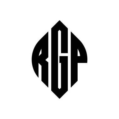 Çember ve elips şekilli RGP daire harf logosu tasarımı. Typographic tarzında RGP elips harfleri. Üç baş harf daire şeklinde bir logo oluşturuyor. RGP Çember Amblemi Soyut Monogram Harf İşaretleyici Vektörü.