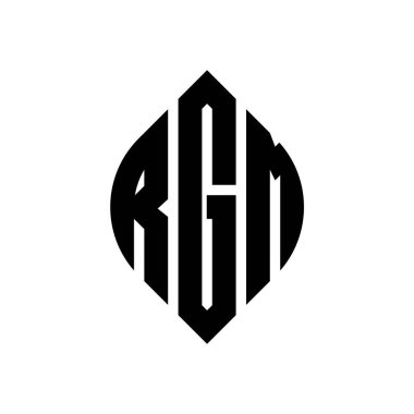 Çember ve elips şekilli RGM daire harf logosu tasarımı. Typographic tarzında RGM elips harfleri. Üç baş harf daire şeklinde bir logo oluşturuyor. RGM Çember Amblemi Soyut Monogram Harf İşaretleyici Vektörü.