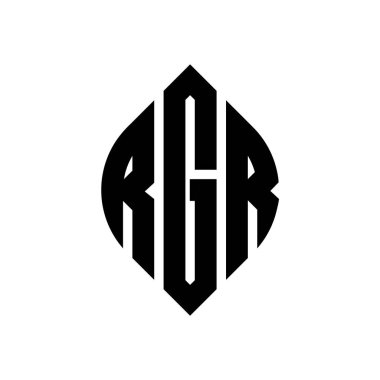 Çember ve elips şekilli RGR daire harf logosu tasarımı. Typographic tarzında RGR elips harfleri. Üç baş harf daire şeklinde bir logo oluşturuyor. RGR Çember Amblemi Soyut Monogram Harf İşaretleyici Vektörü.