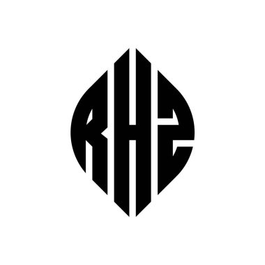 Çember ve elips şekilli RHZ daire harf logosu tasarımı. Typographic tarzında RHZ elips harfleri. Üç baş harf daire şeklinde bir logo oluşturuyor. RHZ Çember Amblemi Soyut Monogram Harf İşaretleyici Vektörü.