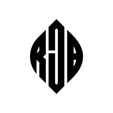 Çember ve elips şekilli RJB daire harf logosu tasarımı. Typographic tarzında RJB elips harfleri. Üç baş harf daire şeklinde bir logo oluşturuyor. RJB Çember Amblemi Soyut Monogram Harf İşaretleyici Vektörü.