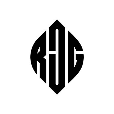 Çember ve elips şekilli RJG daire harf logosu tasarımı. Typographic tarzında RJG elips harfleri. Üç baş harf daire şeklinde bir logo oluşturuyor. RJG Çember Amblemi Soyut Monogram Harf İşaretleyici Vektörü.